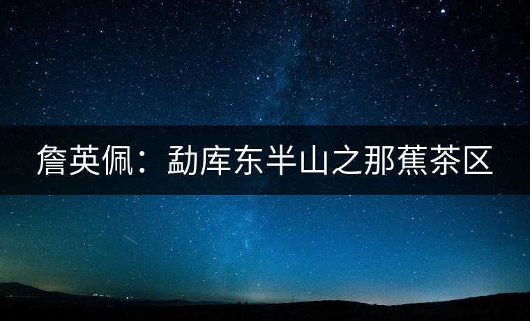 詹英佩：勐庫東半山之那蕉茶區(qū)