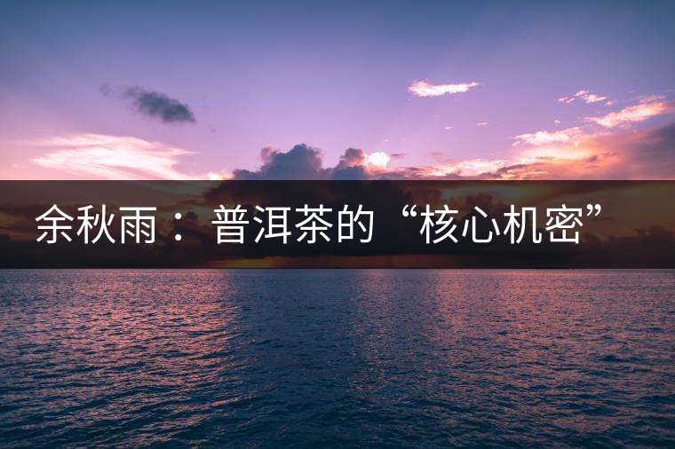 余秋雨 ：普洱茶的“核心機(jī)密”是什么？