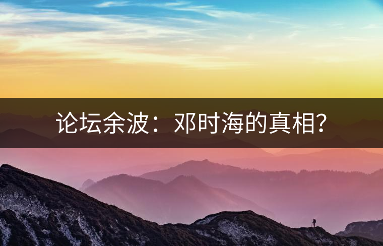 論壇余波：鄧時海的真相？