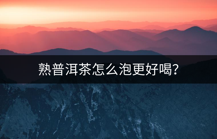 熟普洱茶怎么泡更好喝？