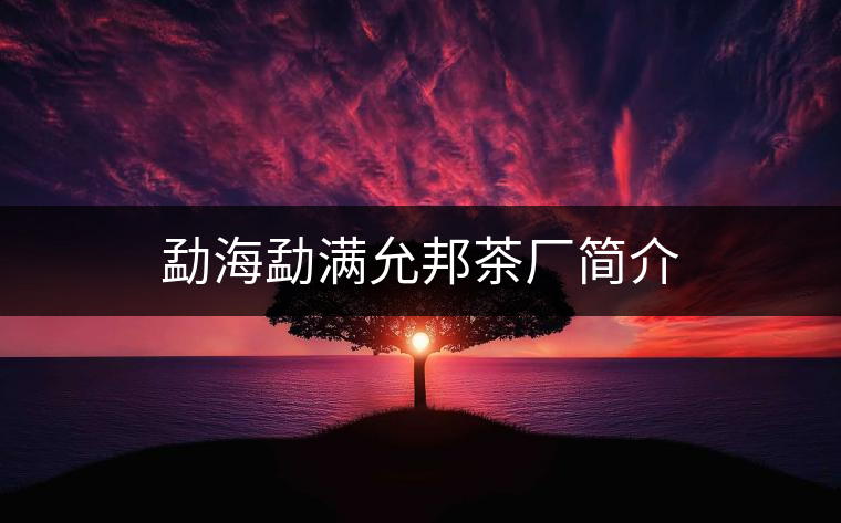 勐海勐滿允邦茶廠簡(jiǎn)介 勐海勐滿允邦茶廠簡(jiǎn)介