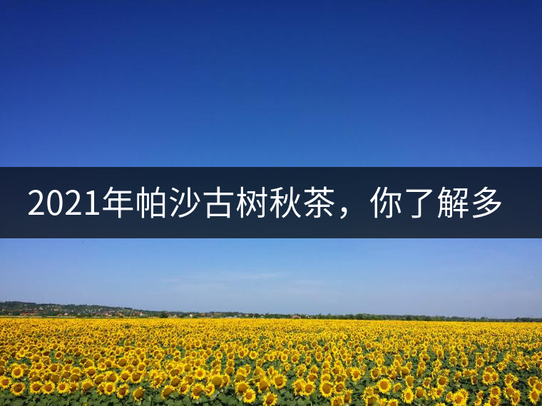 2021年帕沙古樹秋茶，你了解多少？